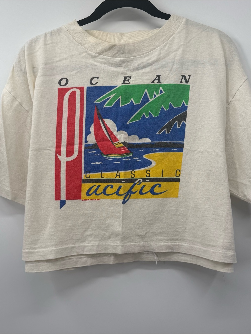 OP Cream Kids Short Sleeve Tee with Multicolor Sailboat Graphic